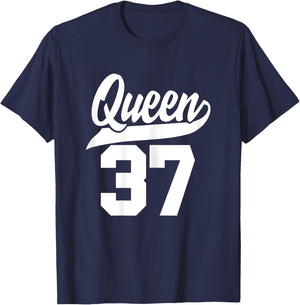 37th Birthday Girls Queen Cute Woman 37 years old vintage T-Shirt - T-Shirt | Navy