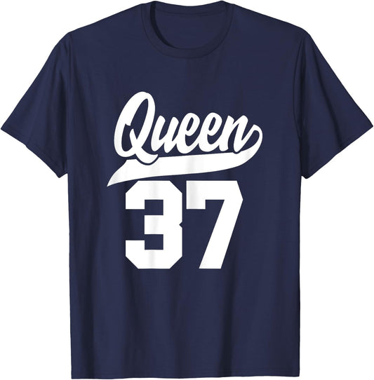 37th Birthday Girls Queen Cute Woman 37 years old vintage T-Shirt - T-Shirt | Navy
