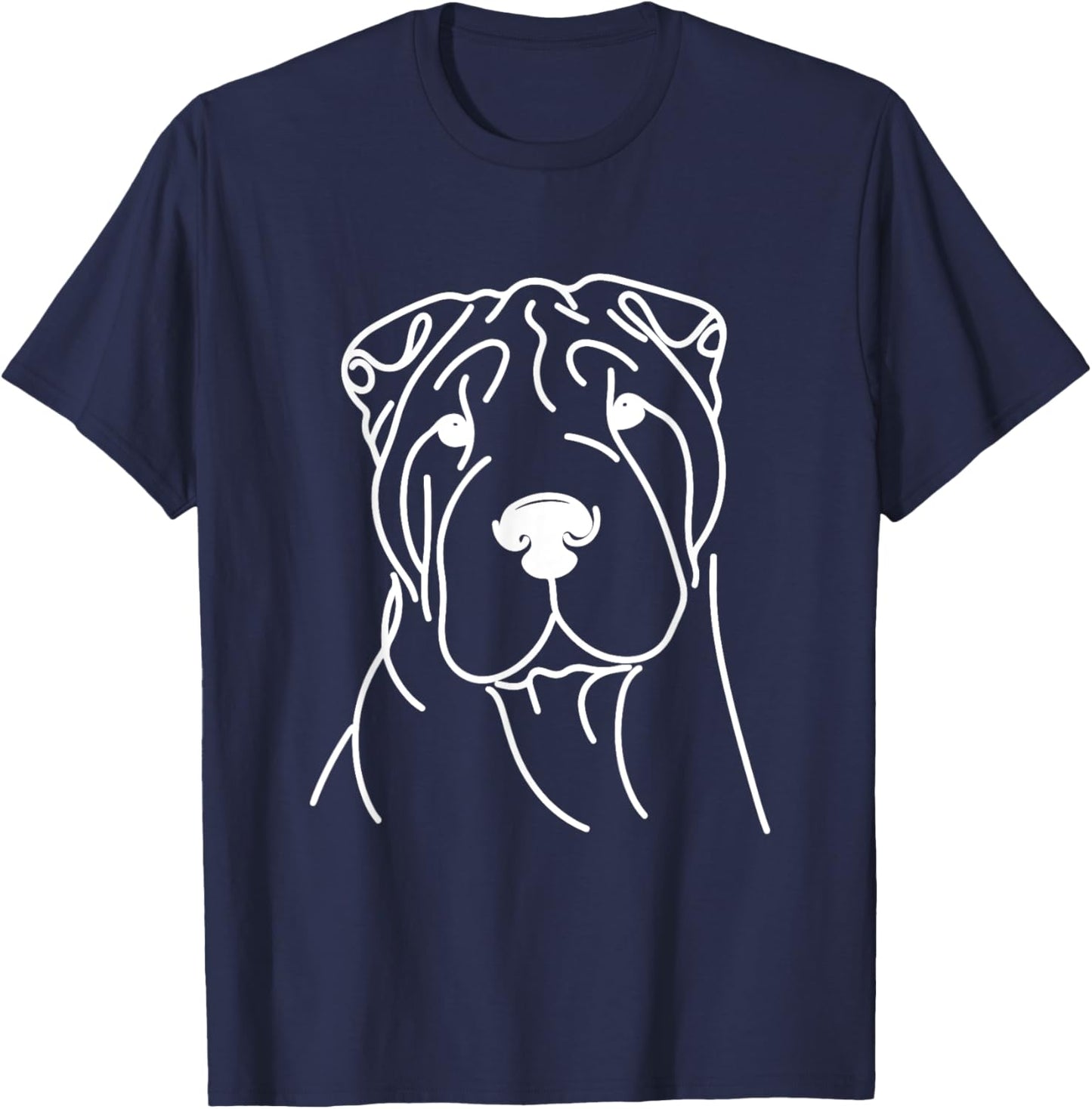 Line Art Dad Mom Dog - Shar Pei Men Women T-Shirt - T-Shirt | Navy