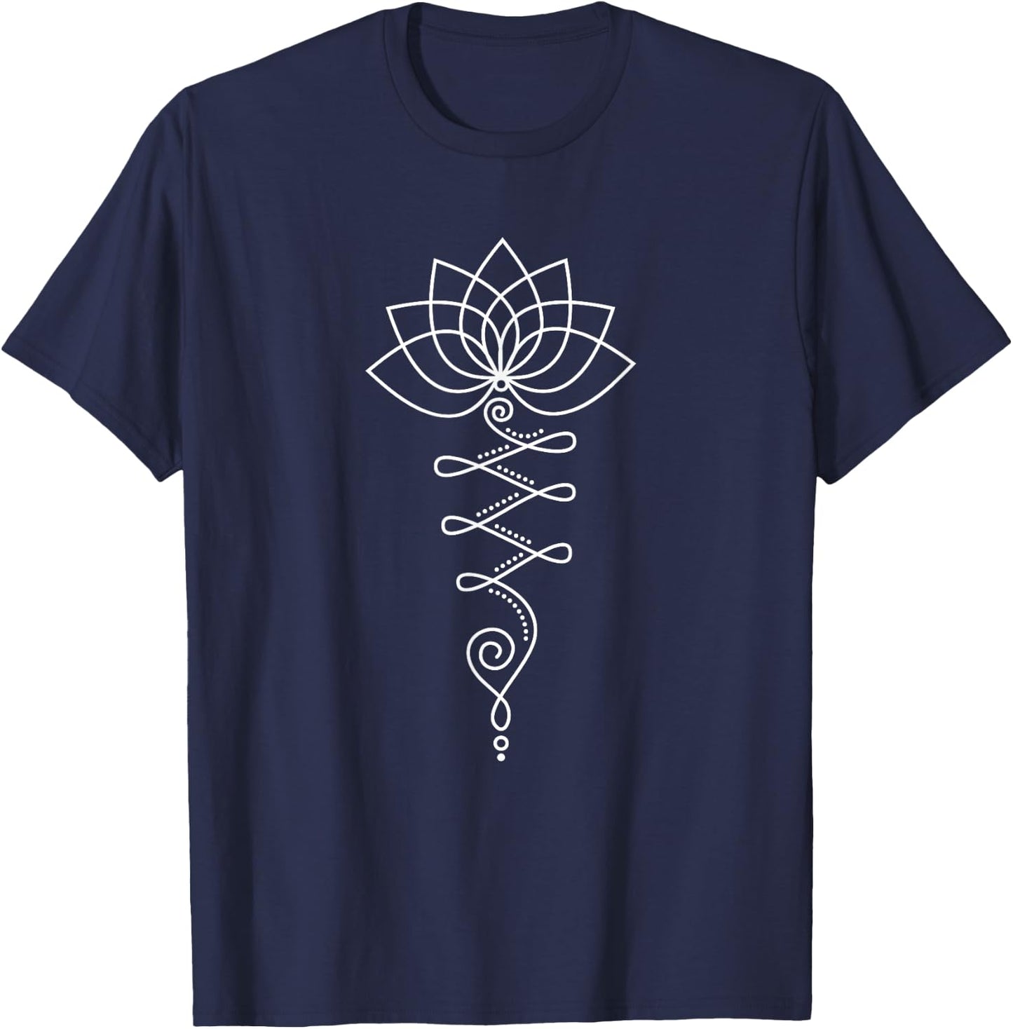 Lotus Flower Unalome Yoga Meditation Awareness Zen T-Shirt - T-Shirt | Navy