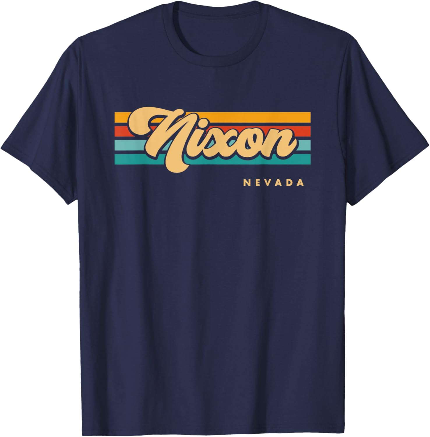 Vintage Sunset Stripes Nixon, Nevada T-Shirt - T-Shirt | Navy
