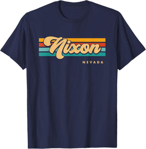 Vintage Sunset Stripes Nixon, Nevada T-Shirt - T-Shirt | Navy