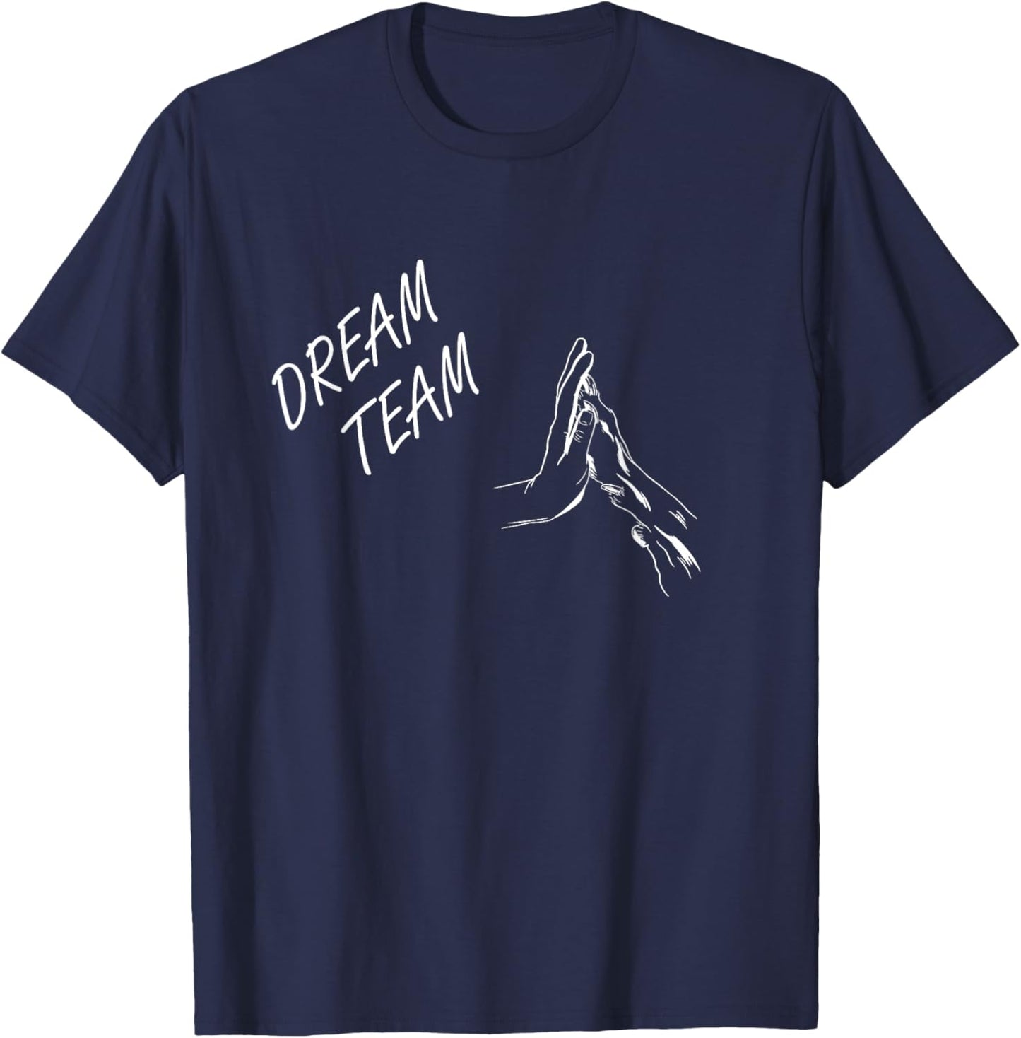 Dog Dream Team dog motif hand and paw hold together Men Women Girls Kids T-Shirt - T-Shirt | Navy