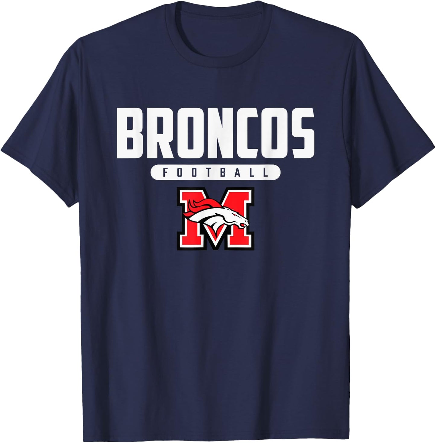 Mustang Broncos Logo Football HS T-Shirt - T-Shirt | Navy