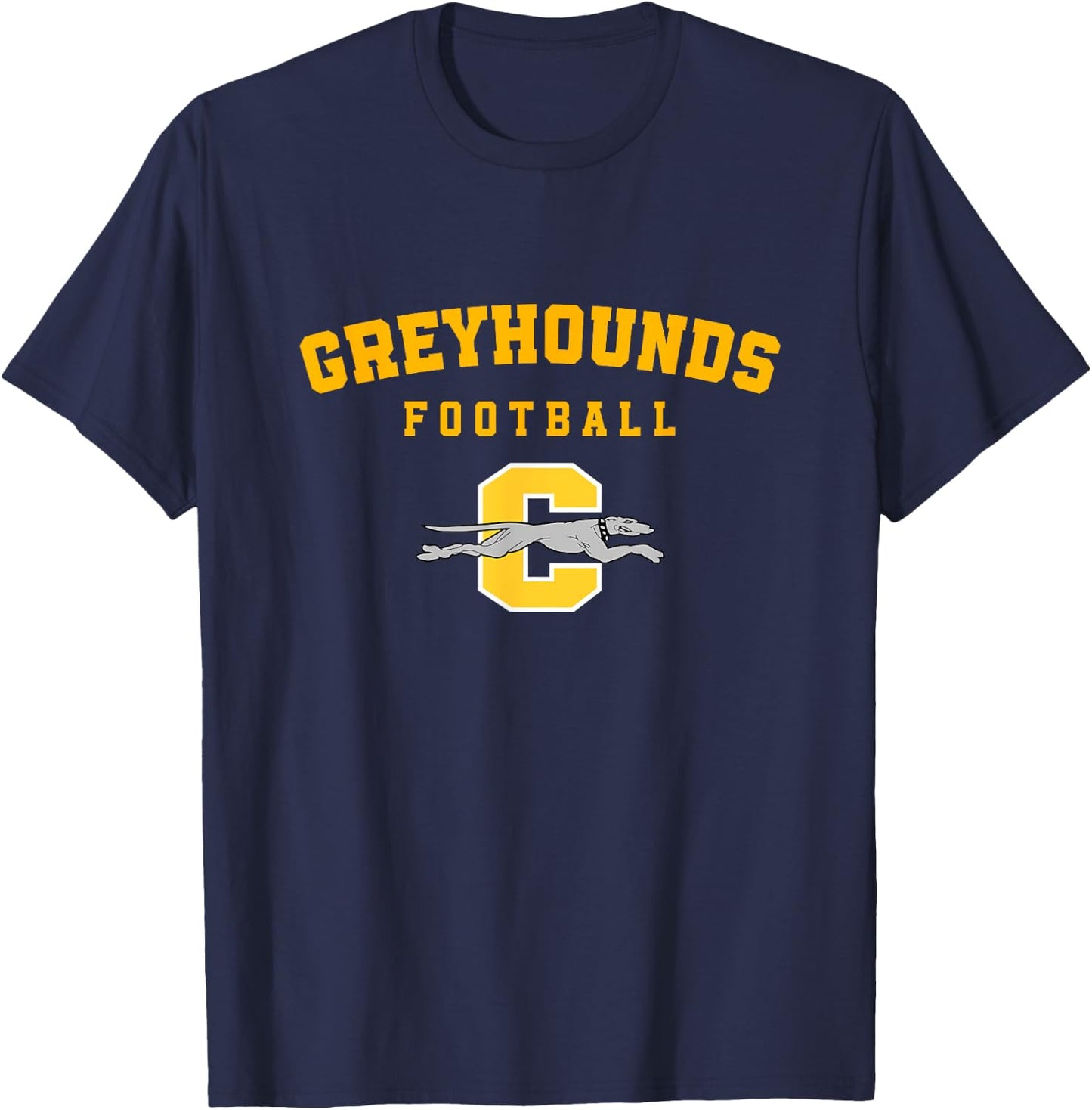 Carmel Greyhounds Logo Vertical Arch Football HS T-Shirt - T-Shirt | Navy