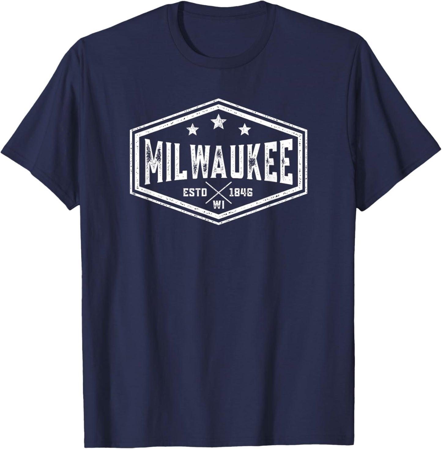 Milwaukee Black Heart , -Adults, XS-4XL, Short Sleeve, Classic Fit, Regular, Imported T-Shirt - T-Shirt | Navy