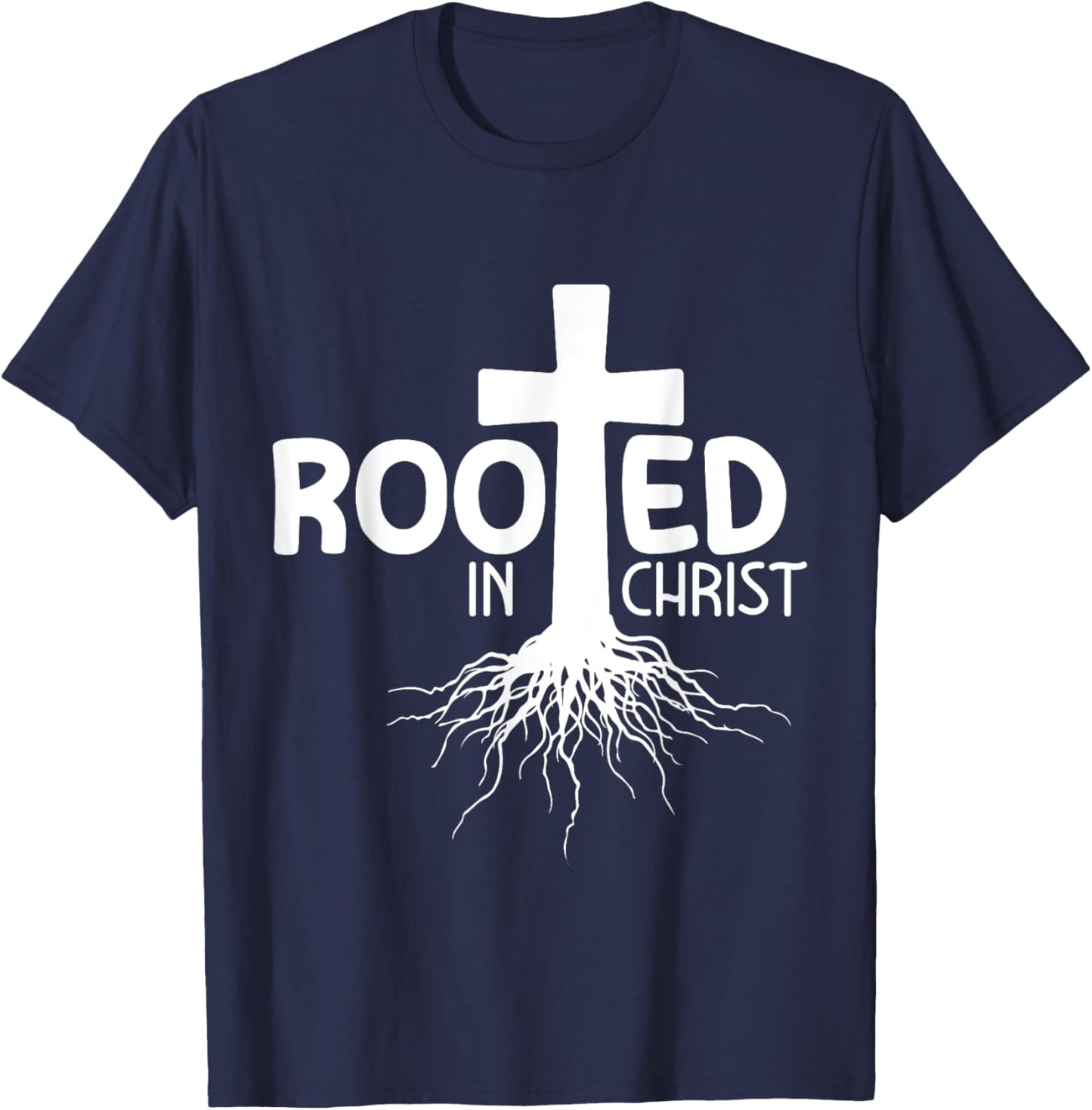 Crucifix Jesus Rooted In Christ T-Shirt - T-Shirt | Navy