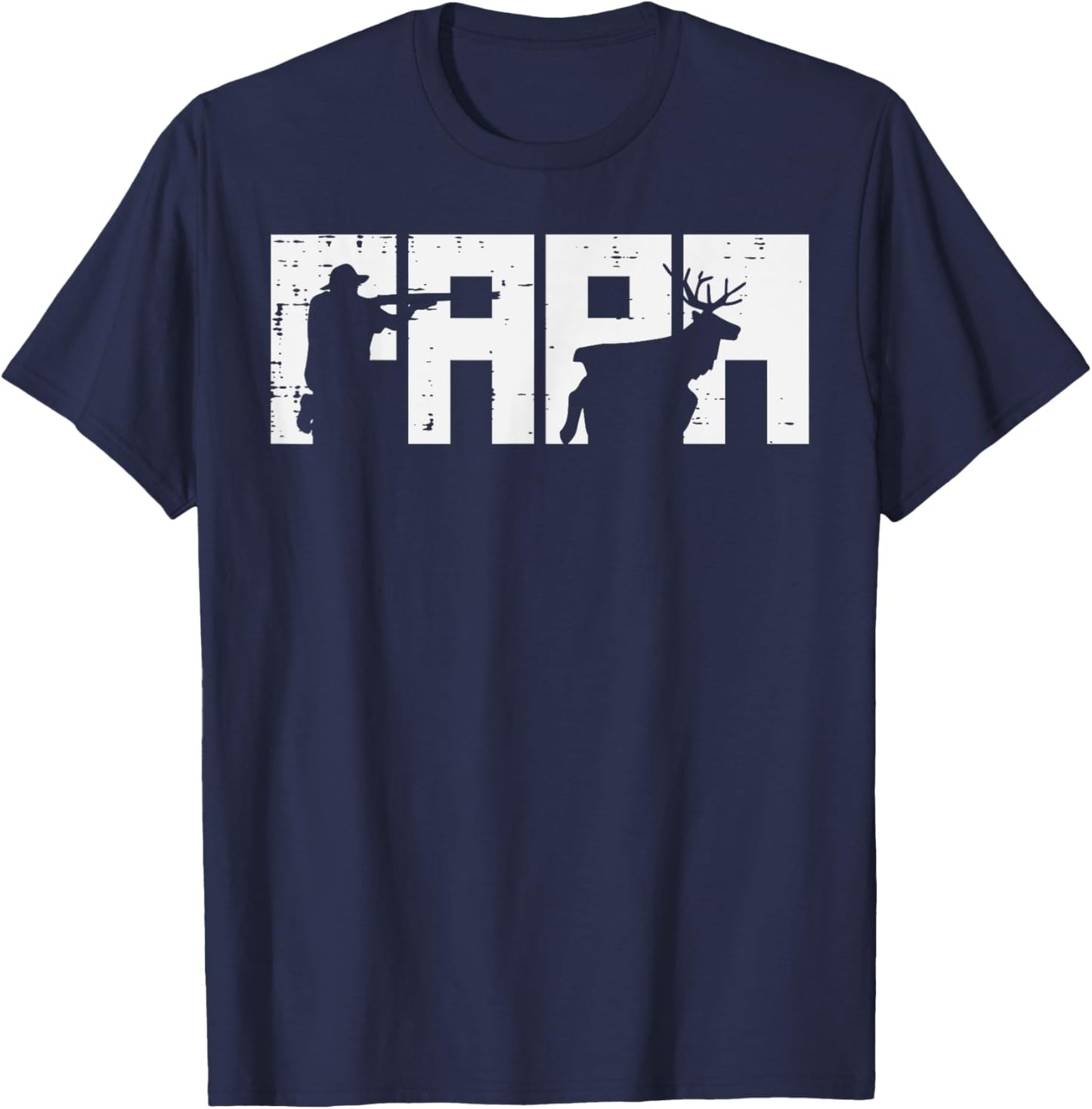 Papa Hunting Fathers Day Deer Hunter Dad Daddy Grandpa Men T-Shirt - T-Shirt | Navy