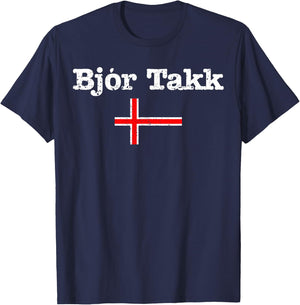 Funny Icelandic Bjor Takk Beer Please Drinker Gift Men Women T-Shirt - T-Shirt | Navy