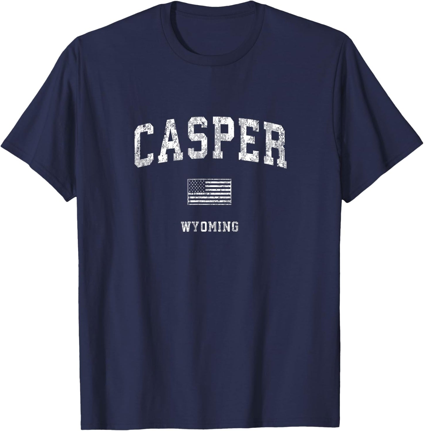 Casper Wyoming WY Vintage American Flag Kids Men T-Shirt - T-Shirt | Navy