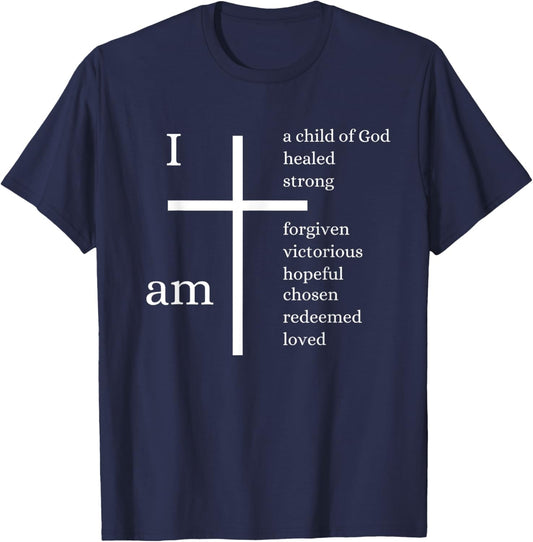 I am a child of God Christian cross design T-Shirt - T-Shirt | Navy