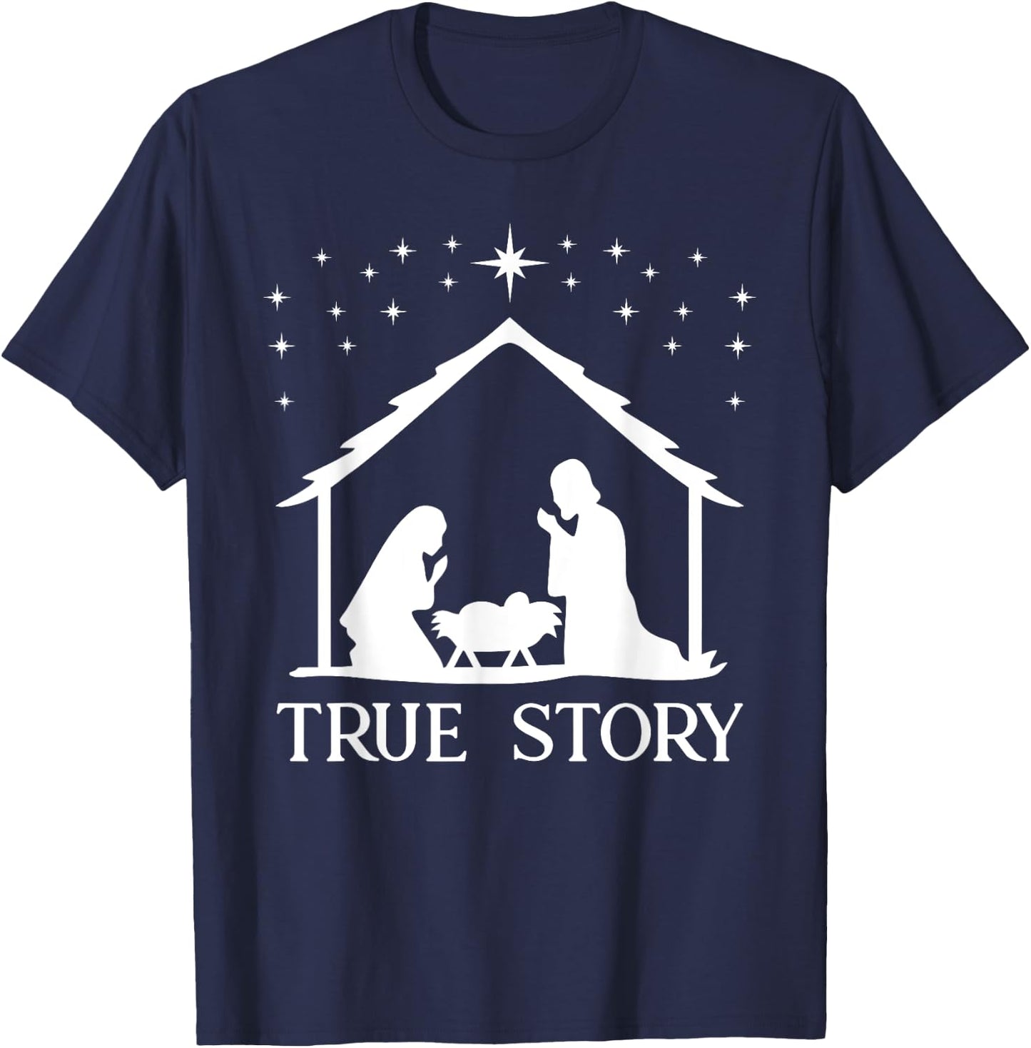 True Story of Jesus Birth Nativity Religious Christmas Gift T-Shirt - T-Shirt | Navy