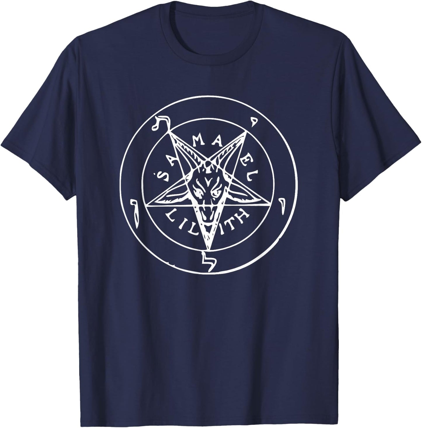 Satanic Goat Head Baphomet Pentagram Occult Devil 666 Demon T-Shirt - T-Shirt | Navy