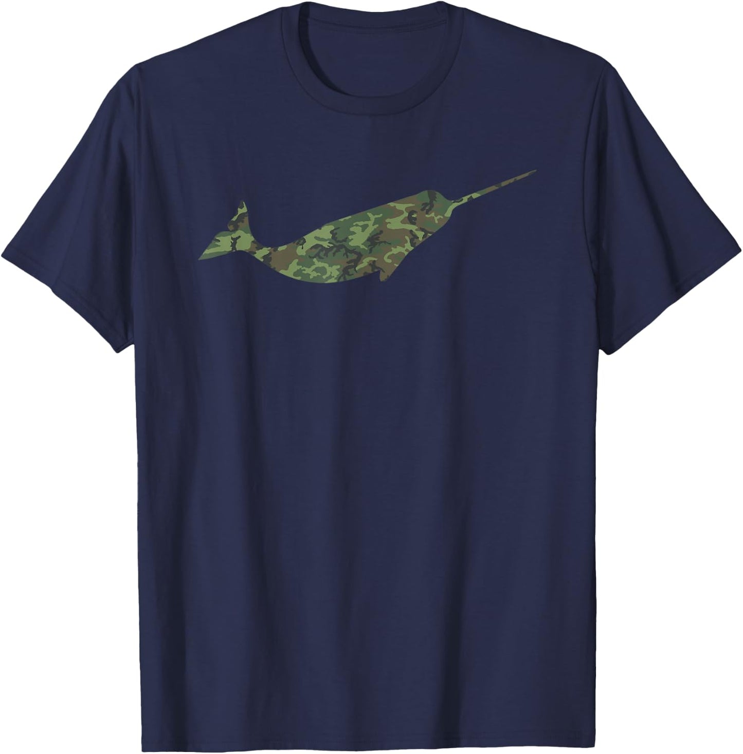 Military Narwhal Camo Print US Narwhale Veteran Men Gift T-Shirt - T-Shirt | Navy