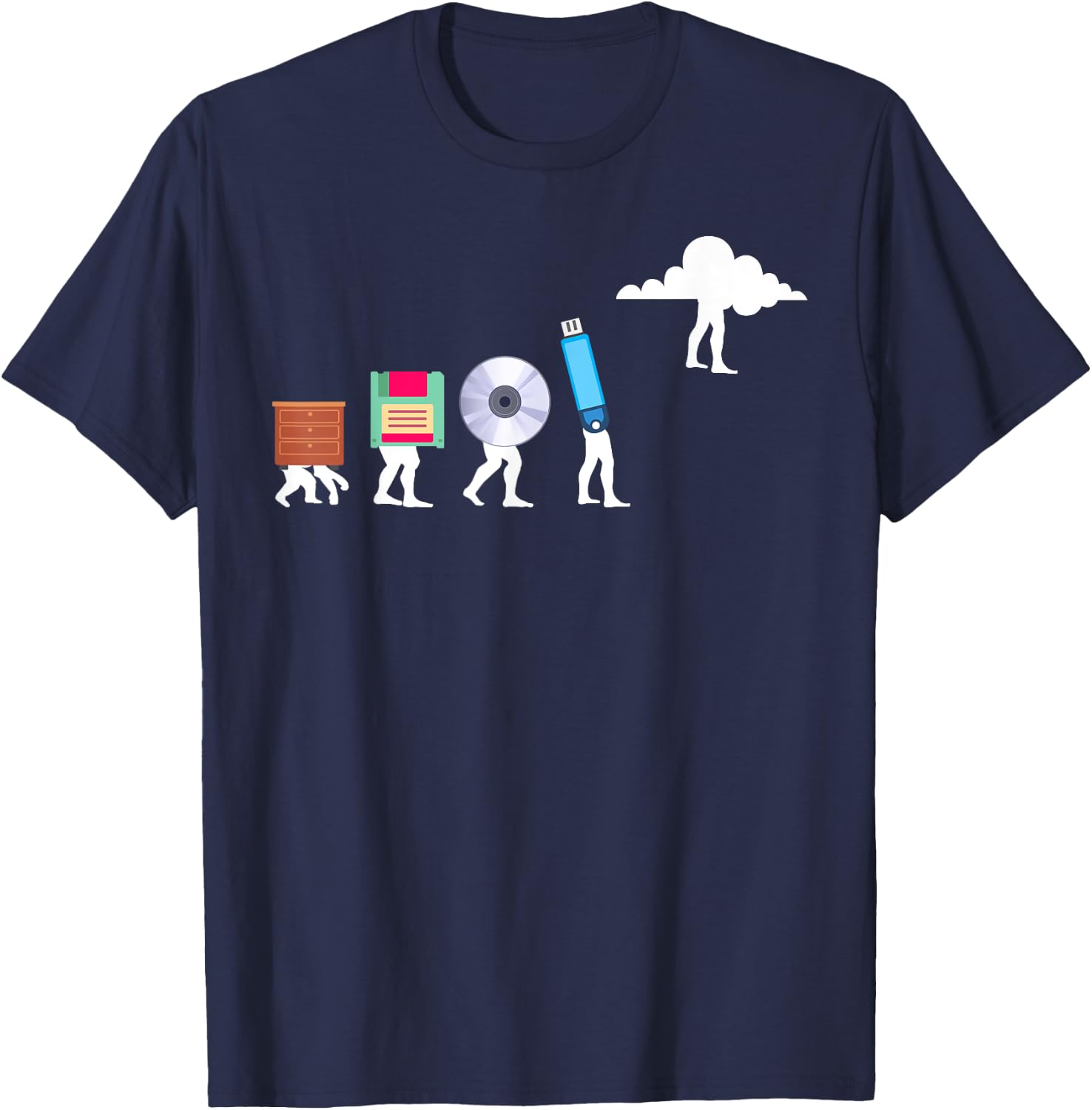 Funny Cloud Evolution Computer Science Programmer Nerd Gift T-Shirt - T-Shirt | Navy