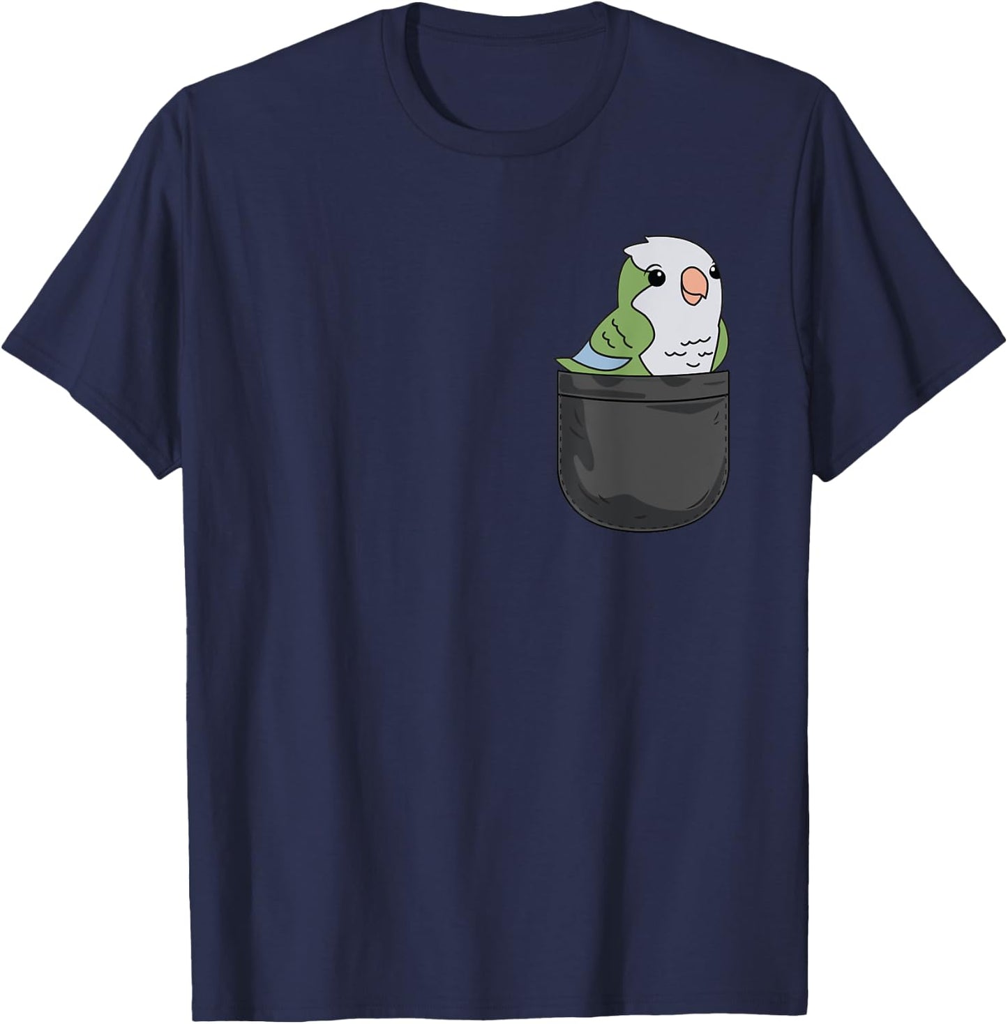 Quaker Parrot Monk parakeet In Pocket Funny Bird Lover Gift T-Shirt - T-Shirt | Navy