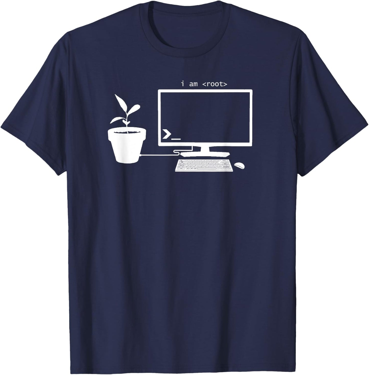I Am Root Nerdy Geeky PC Computer & Plant Gardening Graphic T-Shirt - T-Shirt | Navy