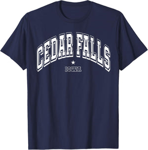 Throwback Cedar Falls Iowa IA Athletic Classic Souvenir T-Shirt - T-Shirt | Navy