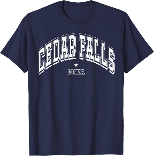 Throwback Cedar Falls Iowa IA Athletic Classic Souvenir T-Shirt - T-Shirt | Navy