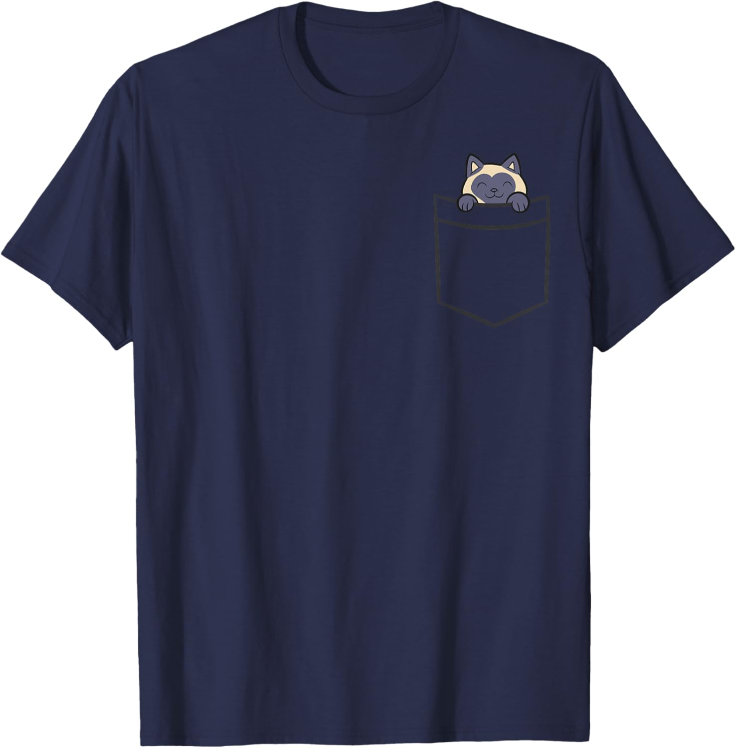 Siamese Cat In A Pocket Funny Pocket Siamese Cat T-Shirt - T-Shirt | Navy