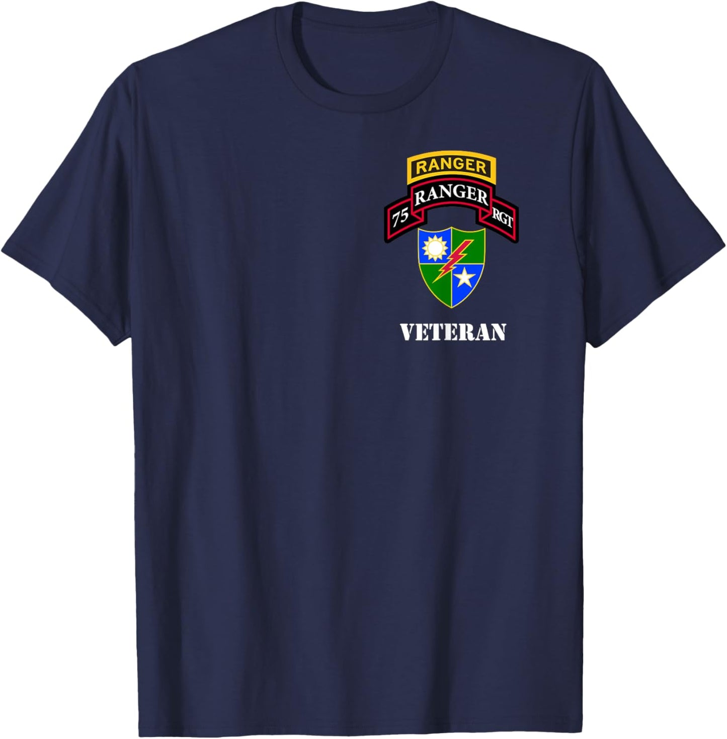 US Army Ranger - 75th Regiment with Tab - Veteran Black T-Shirt - T-Shirt | Navy