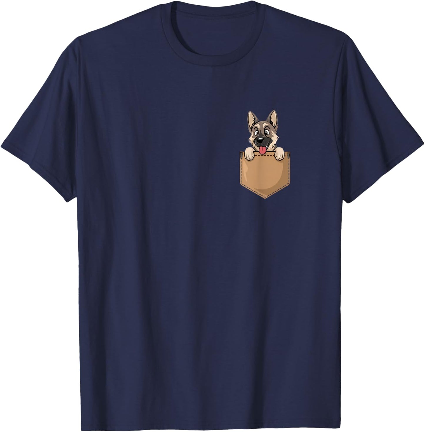 German Shepherd In Pocket Dog Owner Cute Puppy Lover T-Shirt - T-Shirt | Navy