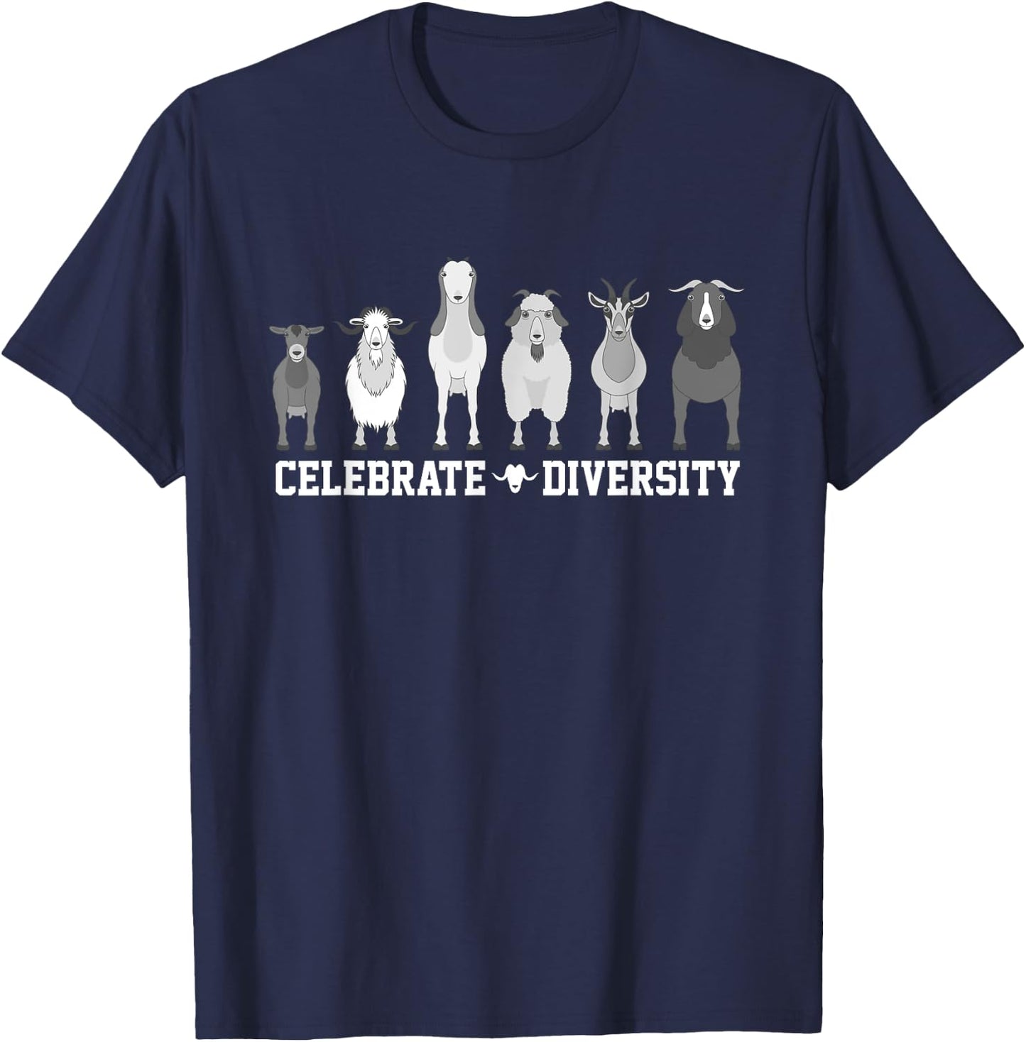 Celebrate Diversity Goats Funny Pet Goat Animal Lovers Gift T-Shirt - T-Shirt | Navy