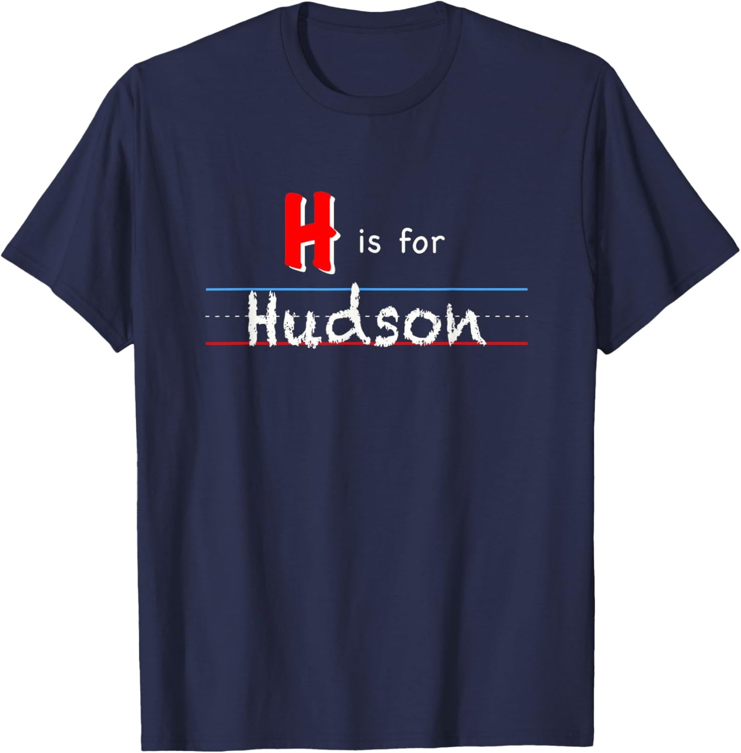H Is For Hudson, boys custom personalized name kids school T-Shirt - T-Shirt | Navy