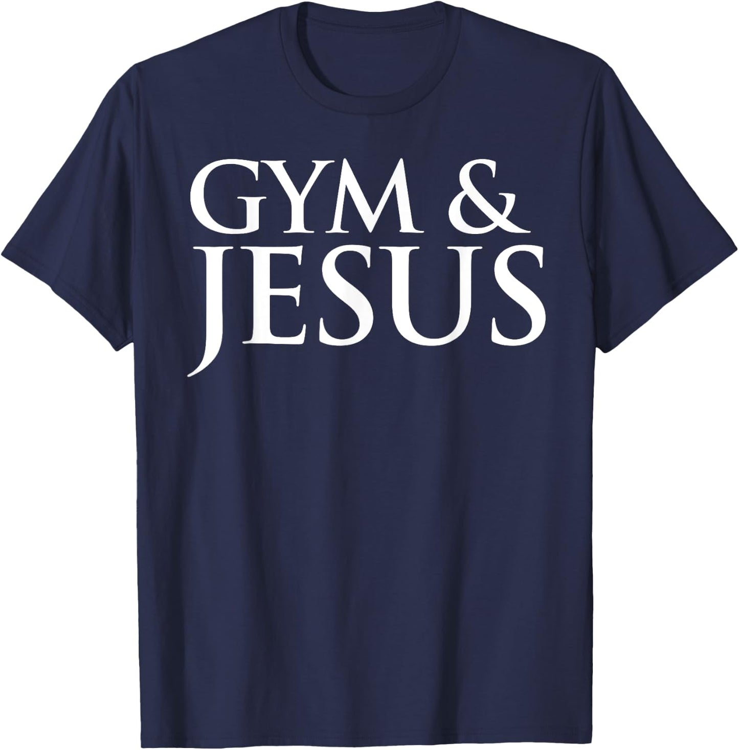 Distressed Gym & Jesus Funny Christian Workout Gift T-Shirt - T-Shirt | Navy