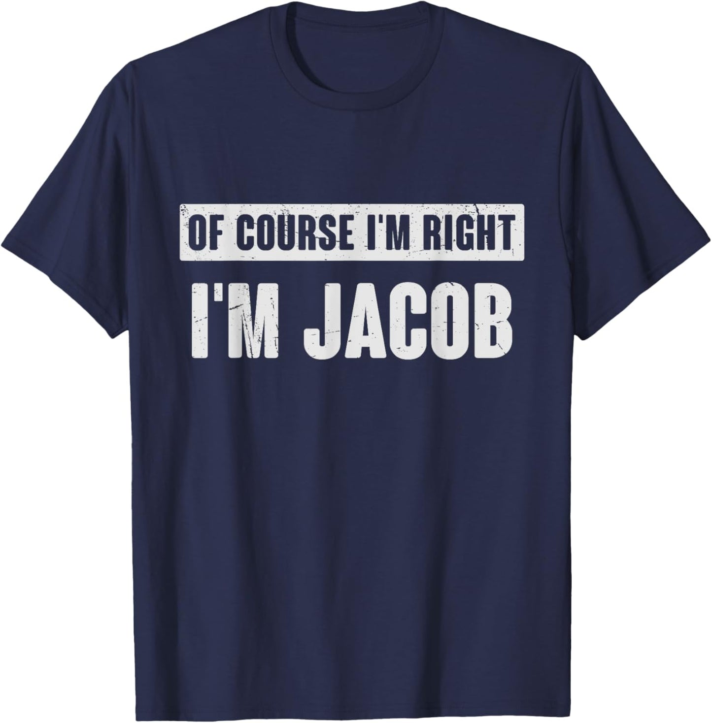 Christmas Birthday Gifts For Jacob - Funny Jacob Name Gift - Men's Black Small Retro Letter Print Short Sleeve T-Shirt - T-Shirt | Navy