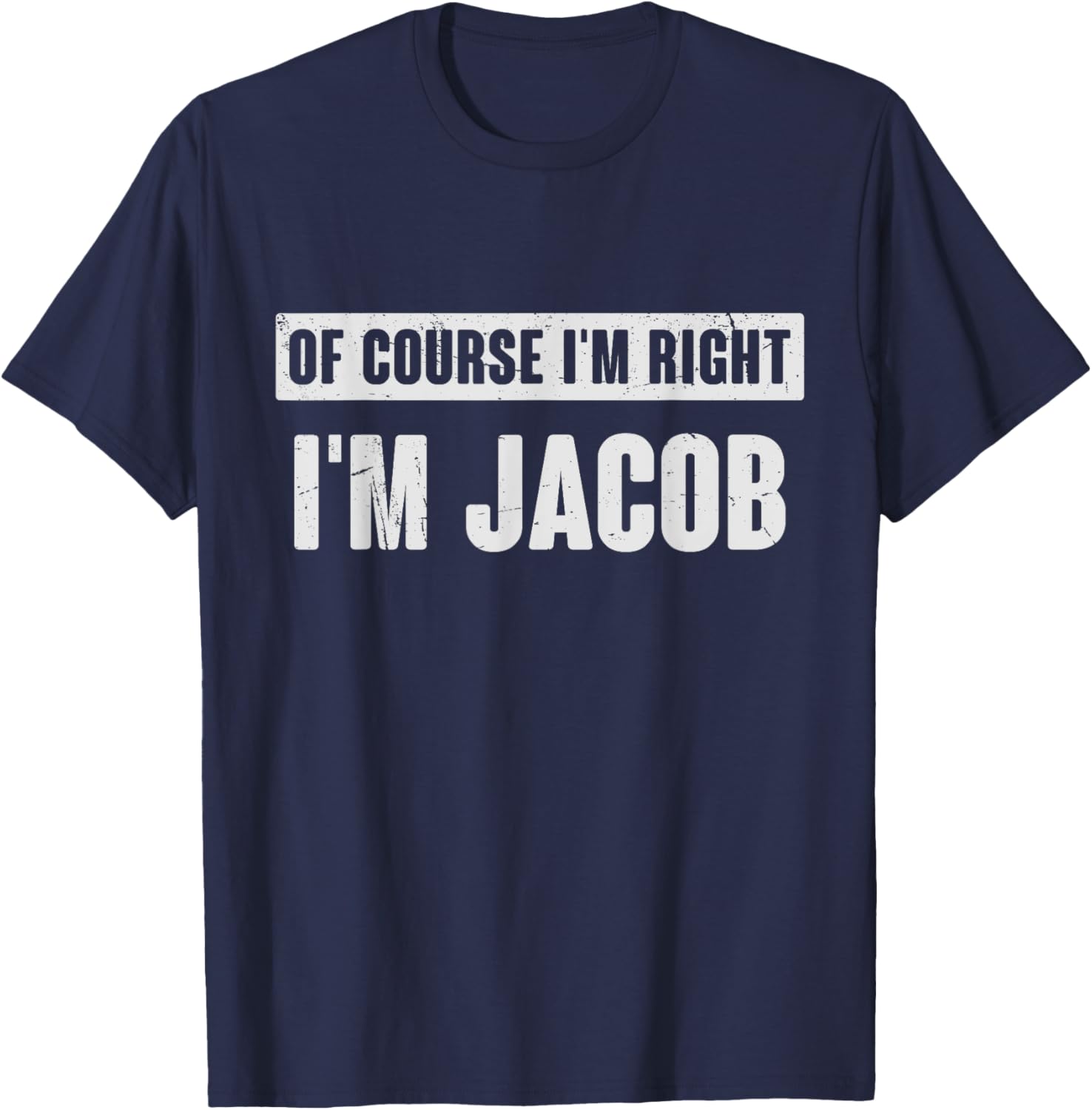 Christmas Birthday Gifts For Jacob - Funny Jacob Name Gift - Men's Black Small Retro Letter Print Short Sleeve T-Shirt - T-Shirt | Navy
