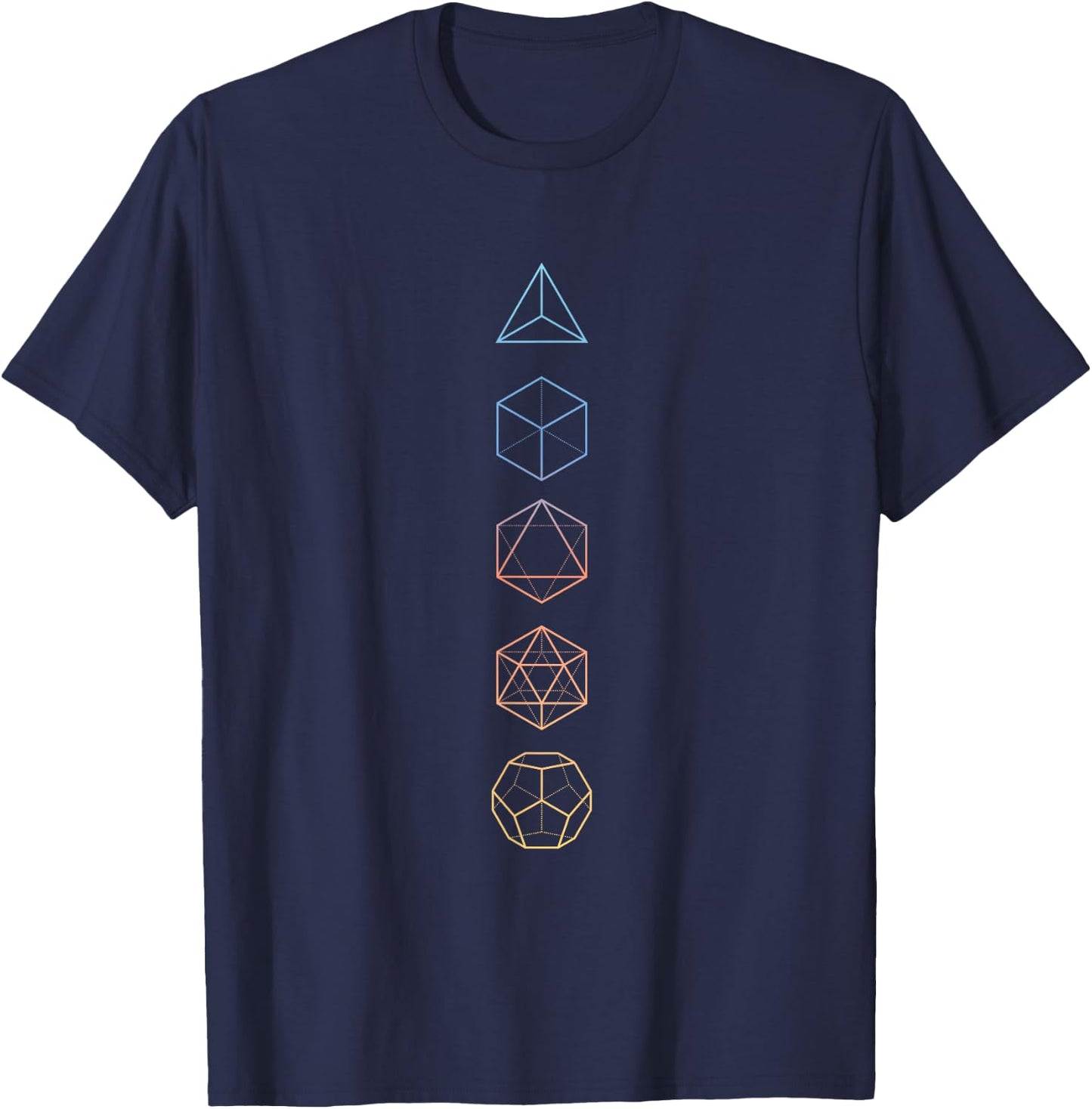 Pastel Hue Platonic Solids - Sacred Geometry T-Shirt - T-Shirt | Navy