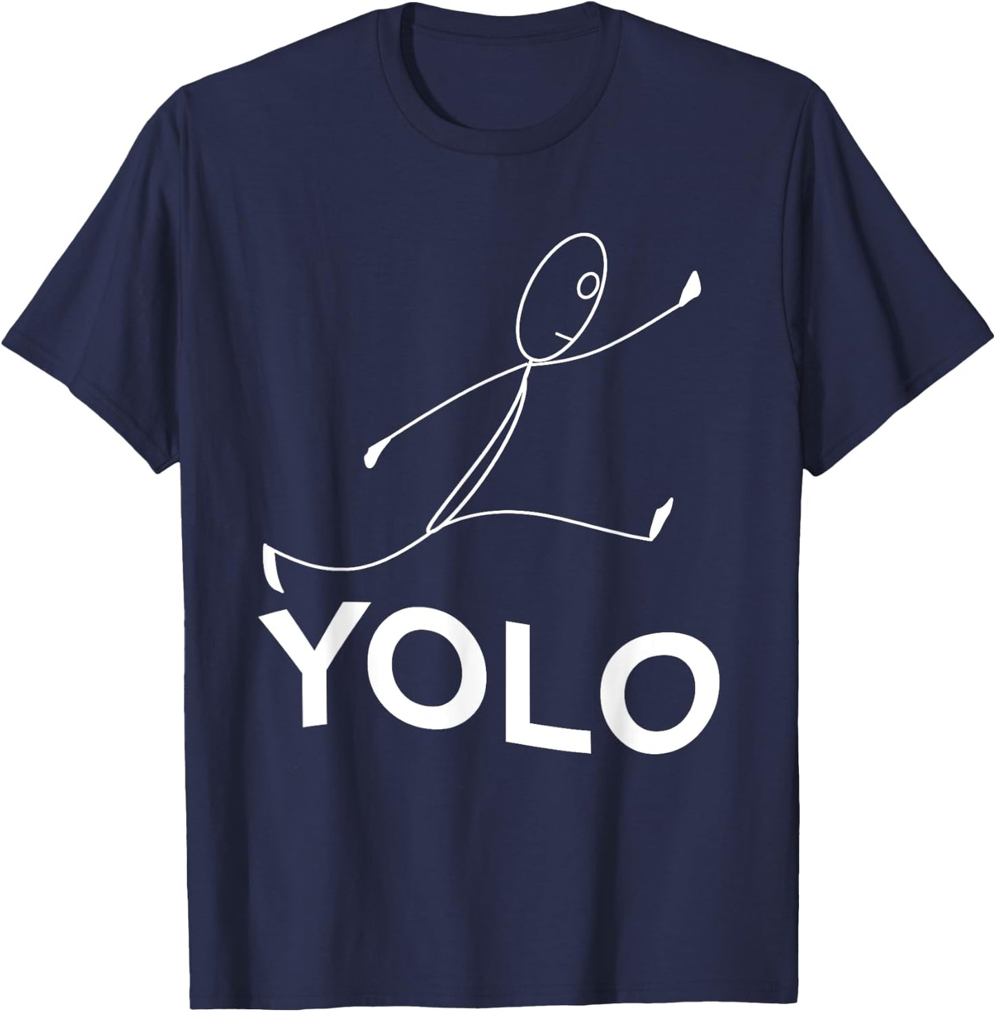 YOLO (Running Stickman) You Only Live Once T-Shirt - T-Shirt | Navy