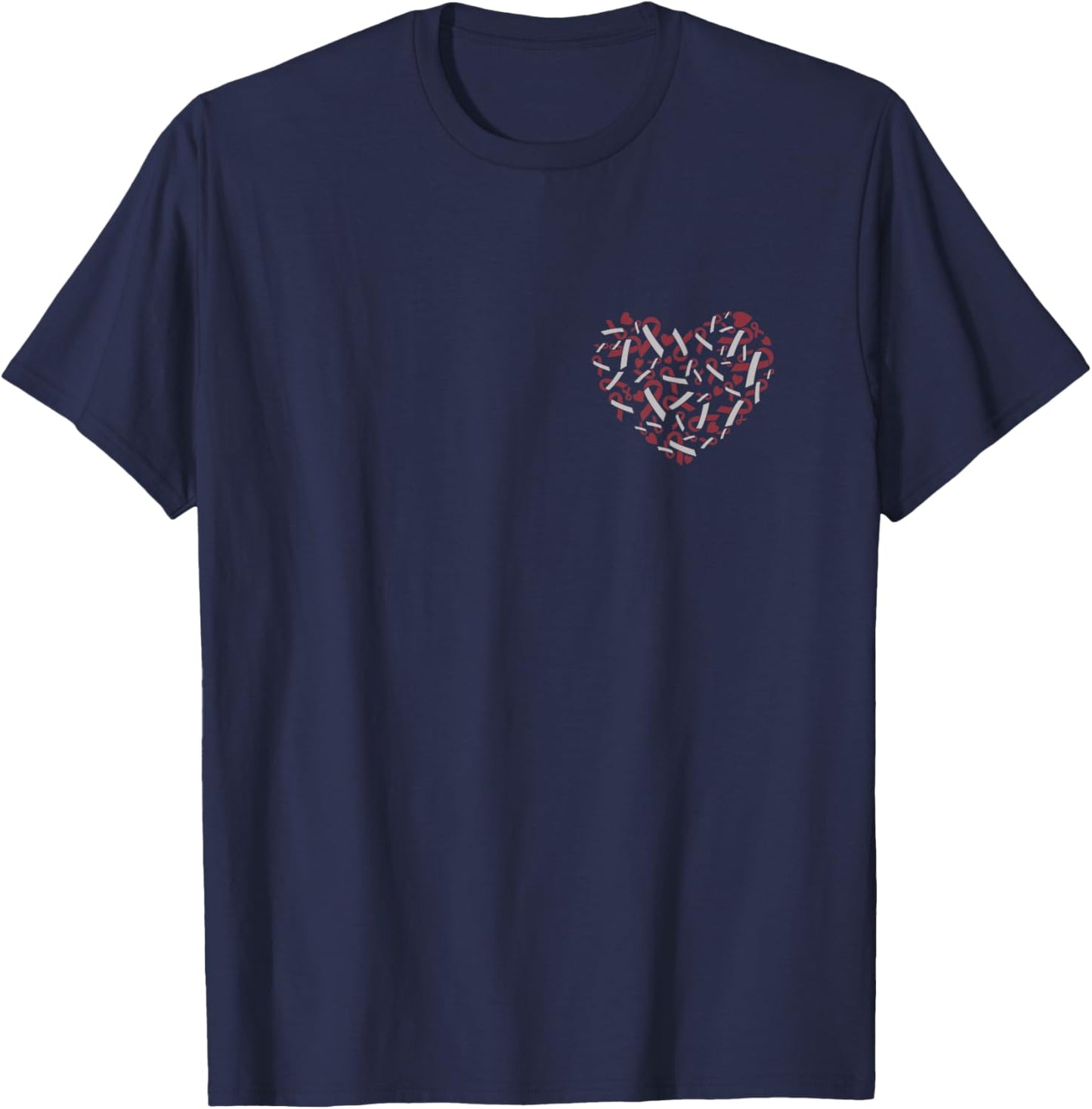 Head And Neck Cancer Awareness Burgundy Ivory Ribbon Design T-Shirt - T-Shirt | Navy