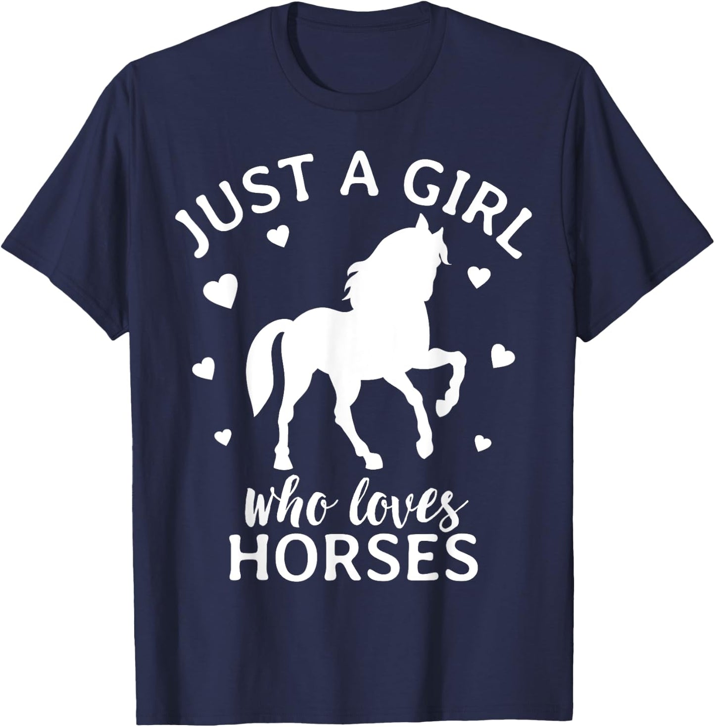 Just A Girl Who Loves Horses Cowgirl Horse Girl Riding T-Shirt - T-Shirt | Navy