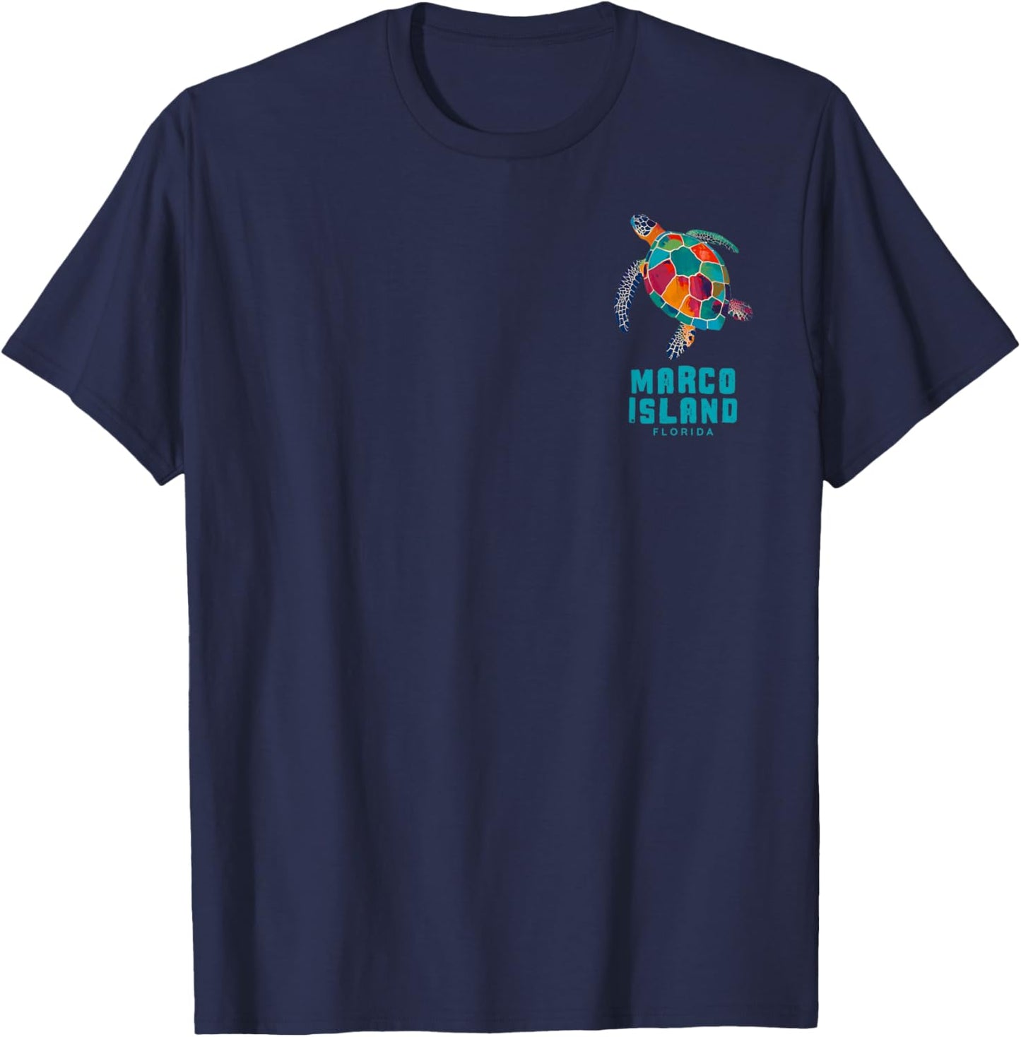Marco Island Florida Sea Turtle Beach Vacation Retro Vintage T-Shirt - T-Shirt | Navy