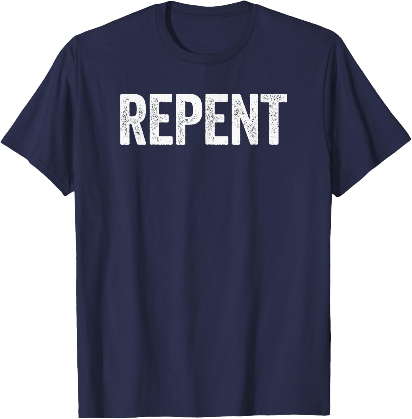 Repent Bold Text Christian T-Shirt - T-Shirt | Navy