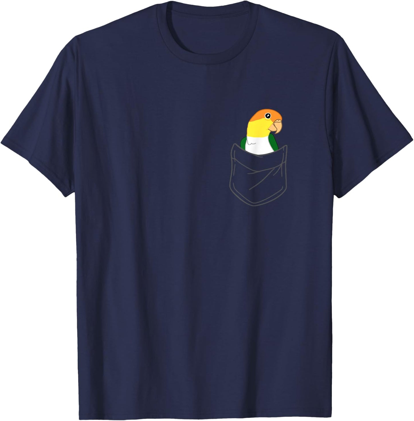Pocket White Bellied Caique Cute Parrot Birb memes T-Shirt - T-Shirt | Navy