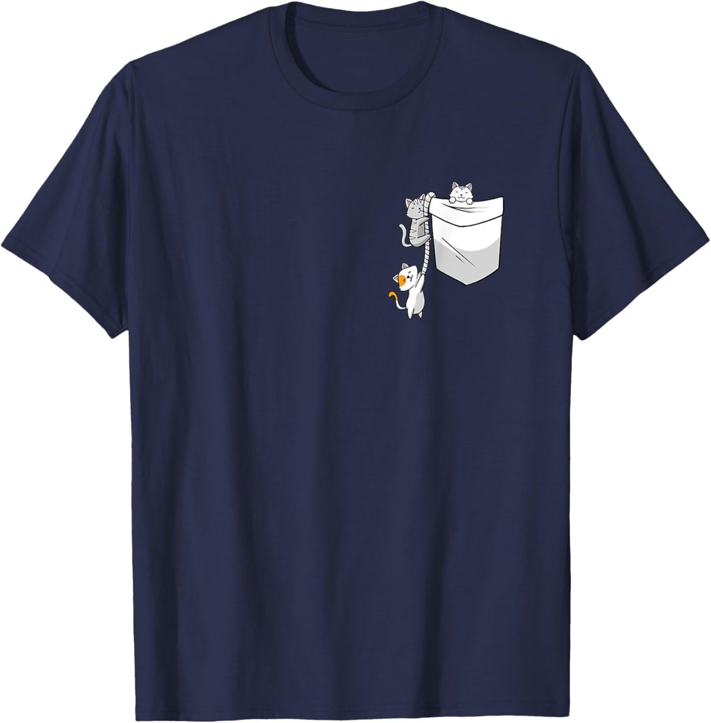 Cat In Pocket Kitten Lover Cute Kitty Feline Pet Owner Women Kids T-Shirt - T-Shirt | Navy