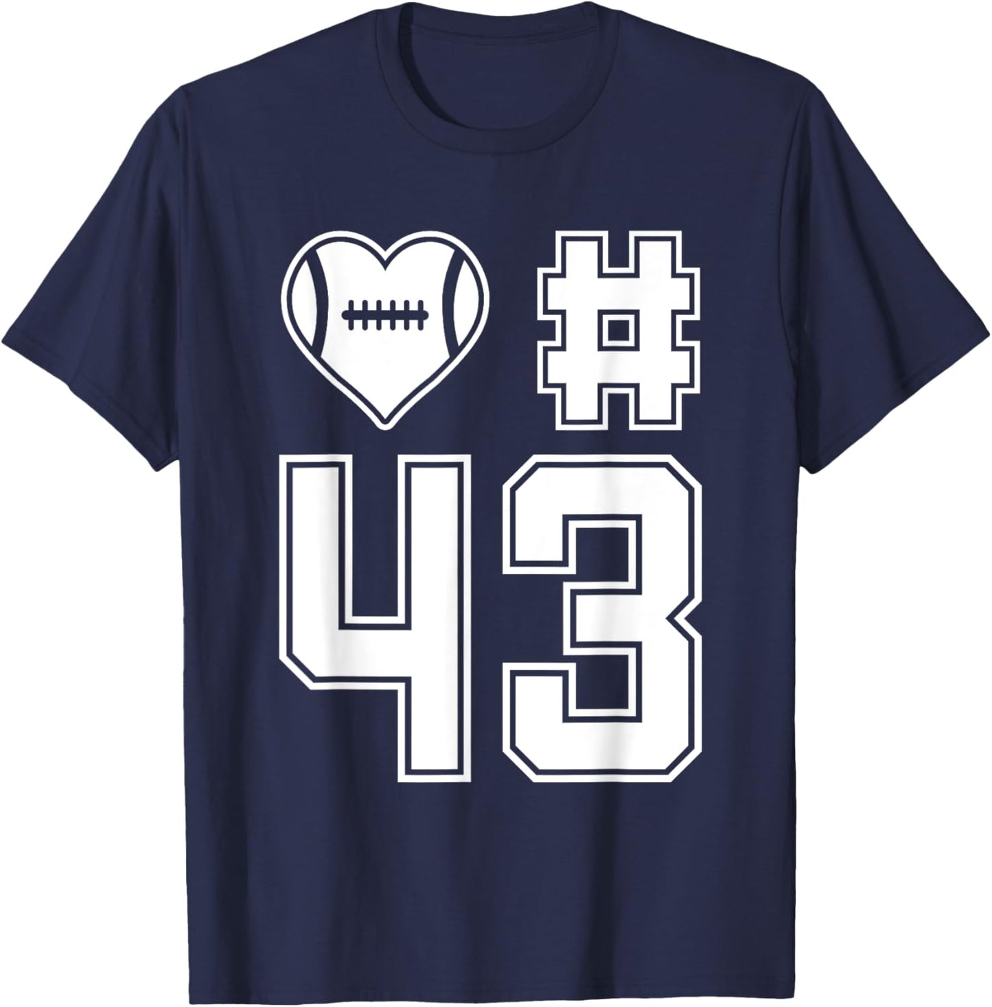 Love & Support Football Player Number 43 T-Shirt - T-Shirt | Navy