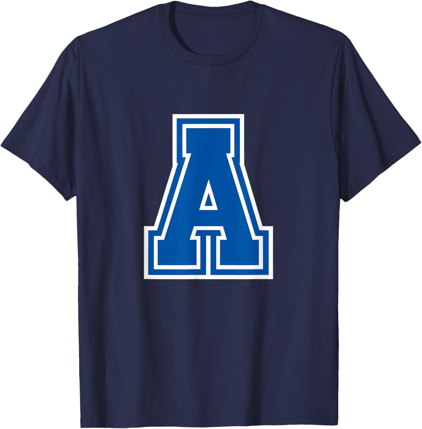 Letter A Blue Monogram Initial T-Shirt - T-Shirt | Navy