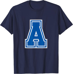 Letter A Blue Monogram Initial T-Shirt - T-Shirt | Navy
