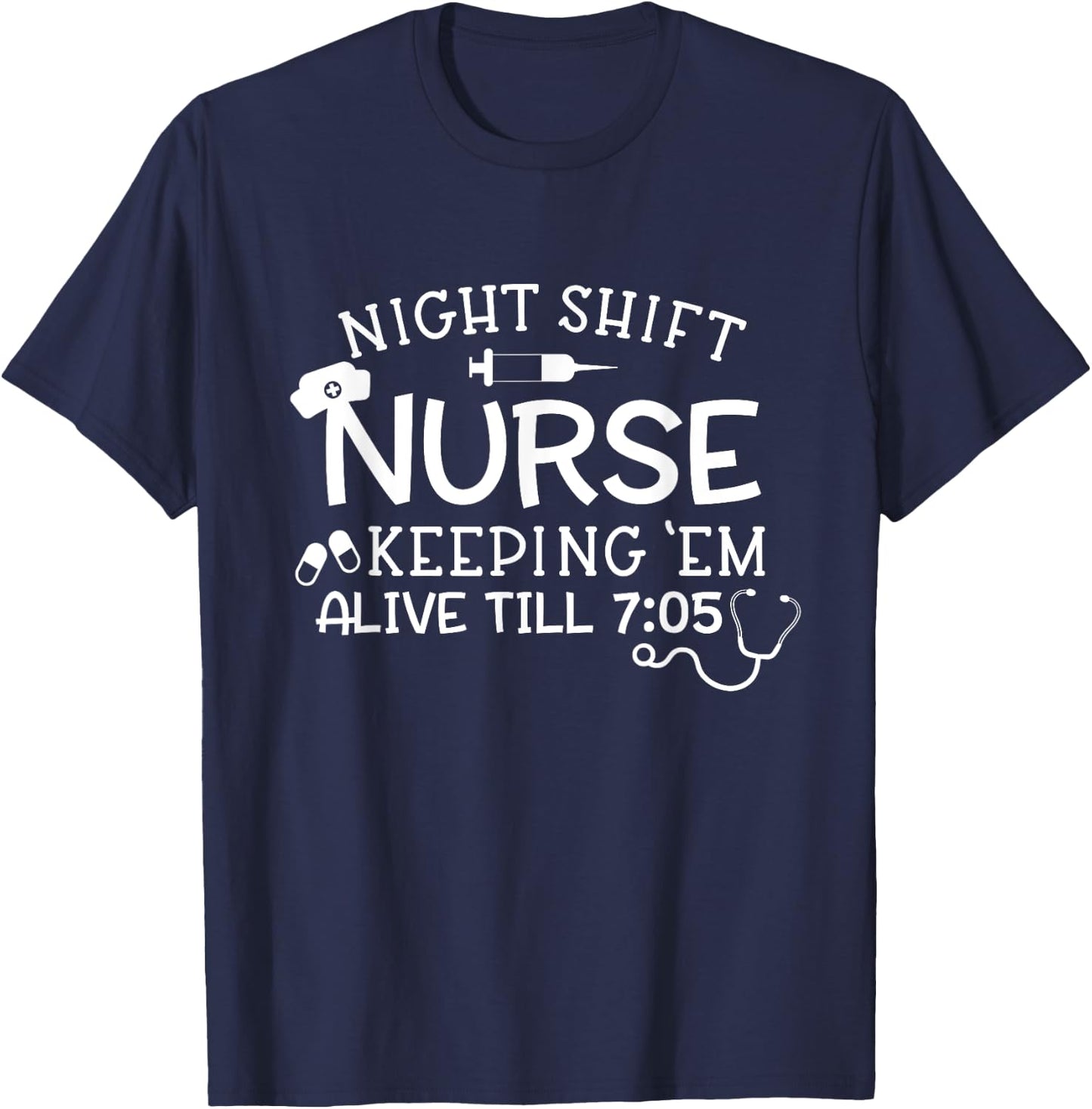 Funny Nightshift Nurse Straight Outta Night Shift Sleeping T-Shirt - T-Shirt | Navy