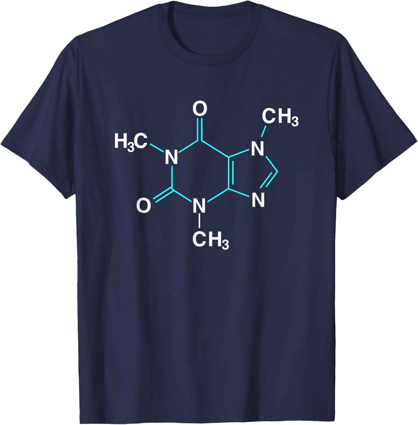 Caffeine Molecule - Funny Coffee Chemistry T-Shirt - T-Shirt | Navy