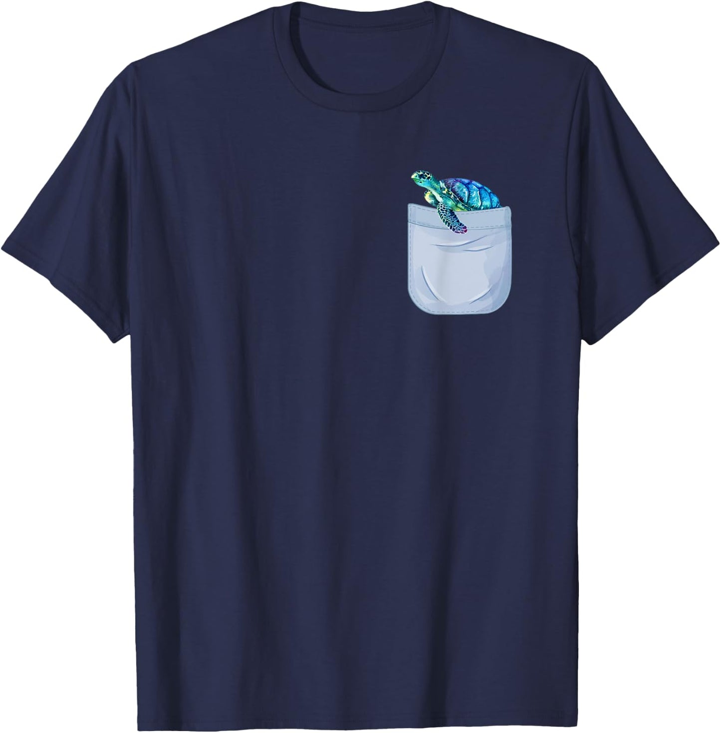 Turtles in pocket Gift Watercolor Sea Ocean Pet Turtles T-Shirt - T-Shirt | Navy