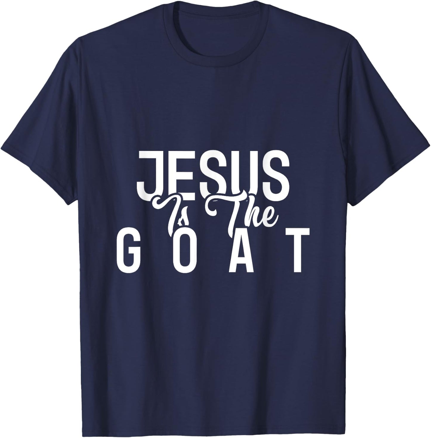 Jesus is the G.O.A.T - Jesus Shirts - Jump Shot Jesus T-Shirt - T-Shirt | Navy
