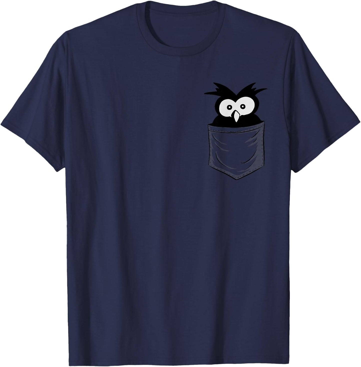 Cute Staring Big Eyes Owl in Your Pocket Owl-Lovers T-Shirt - T-Shirt | Navy