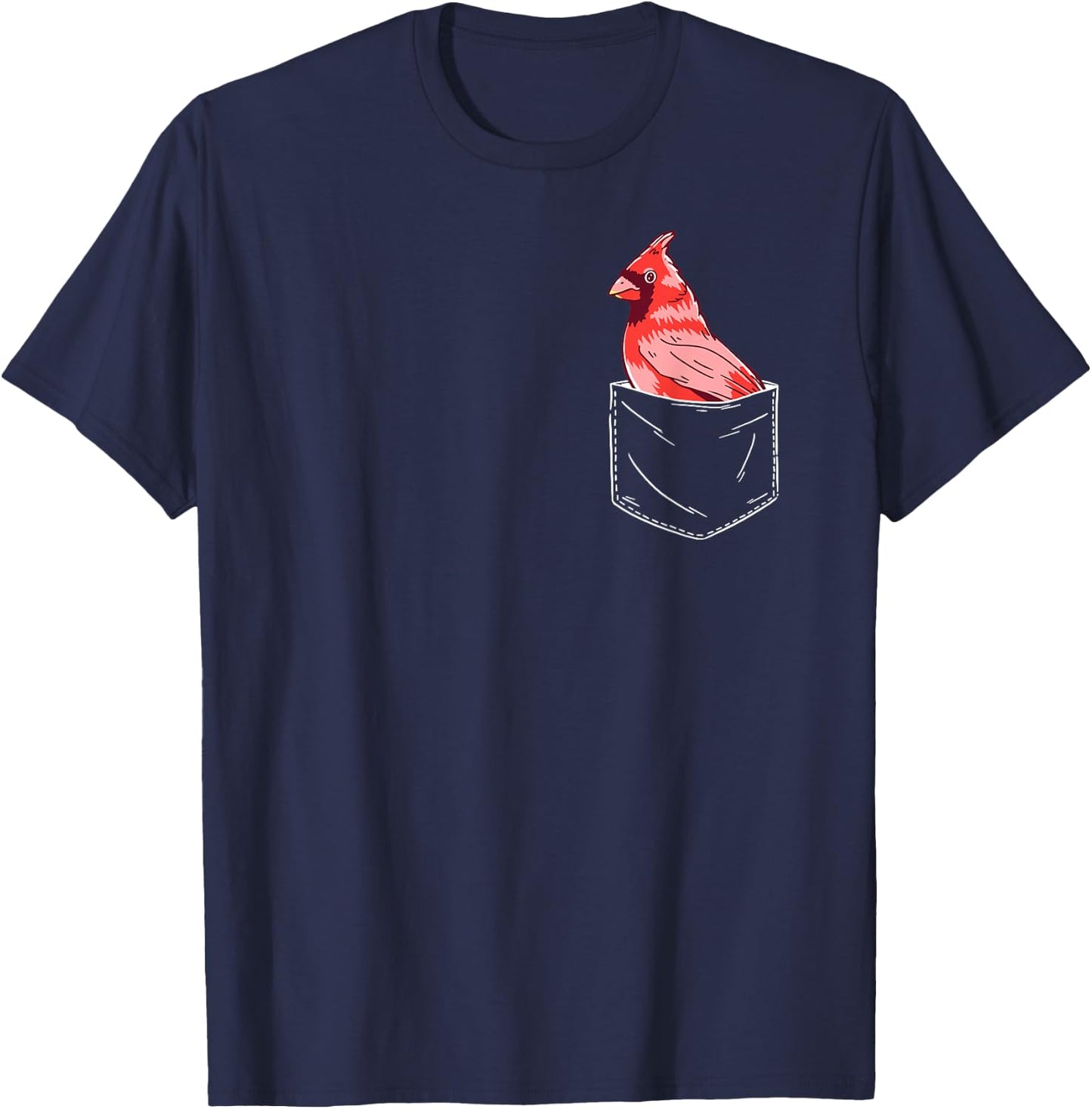 Cardinal Bird Red Cardinal Pocket T-Shirt - T-Shirt | Navy