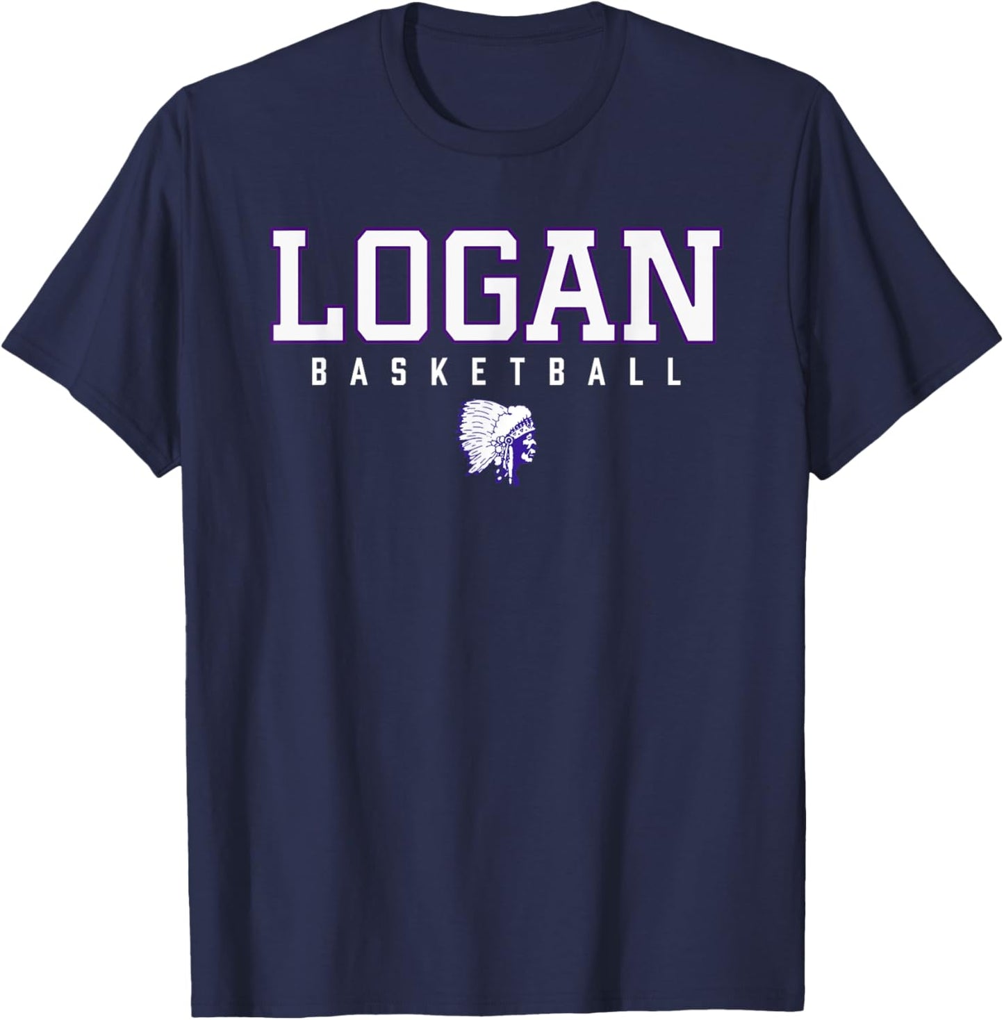 Logan Chieftains Logo Basketball HS T-Shirt - T-Shirt | Navy