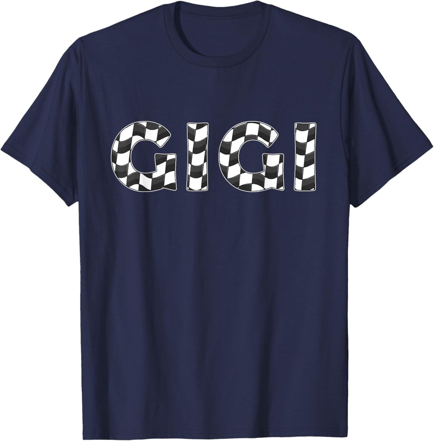 Checkered race car Gigi White Black Checkerboard Women Flag T-Shirt - T-Shirt | Navy